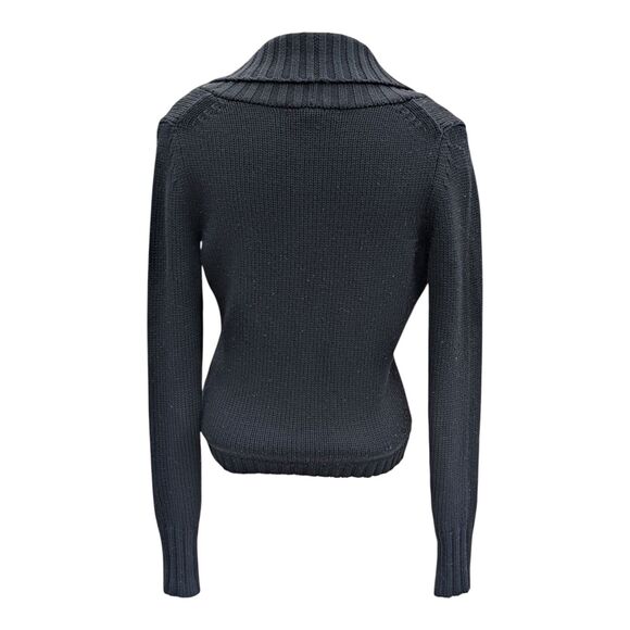 Banana Republic Black Knit Cardigan Sweater Womens Small Embellished Merino Wool - Picture 3 of 9